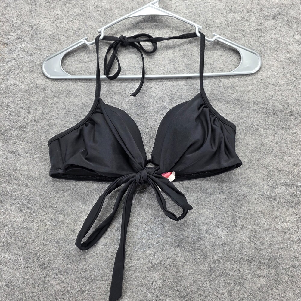 Victoria Secret Bikini Top Womens 34B Black The Wrap Halter Swimwear